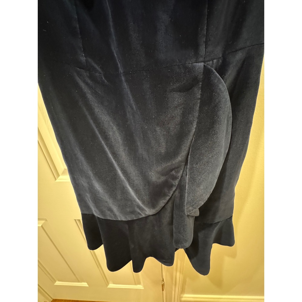 Alice + Olivia Navy Blue Velvet Ruffle Mini Dress CC808B69513 Short Sleeve - Picture 2 of 9